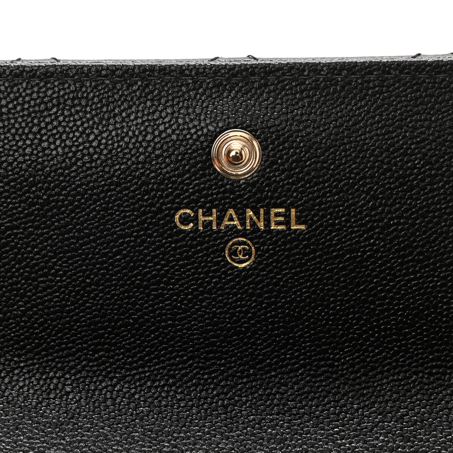 Chanel Caviar Quilted Studded CC Large Gusset Flap Wallet Black 6 of 9