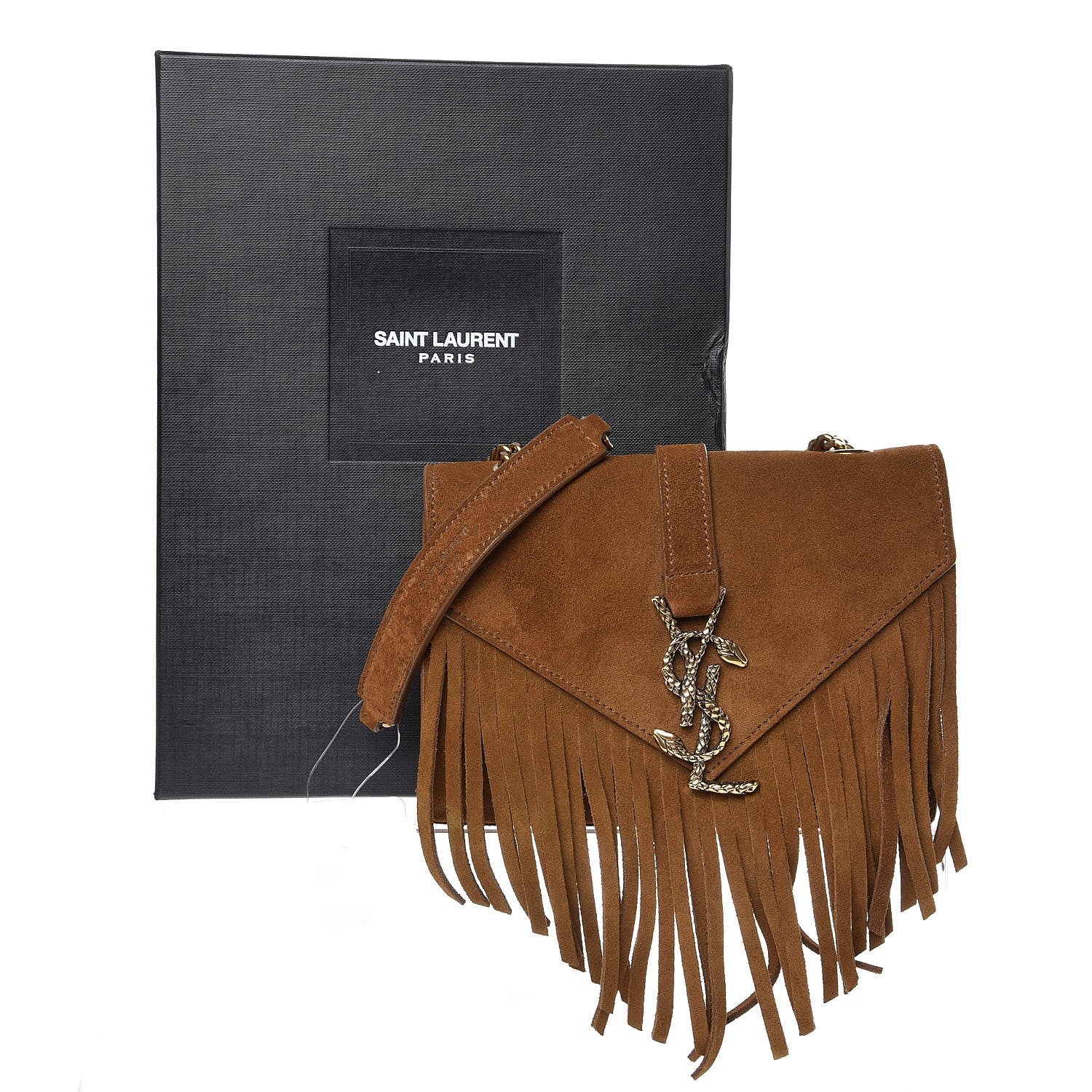 Saint Laurent Suede Fringe Baby Monogram Satchel Light Ocre 11 of 11