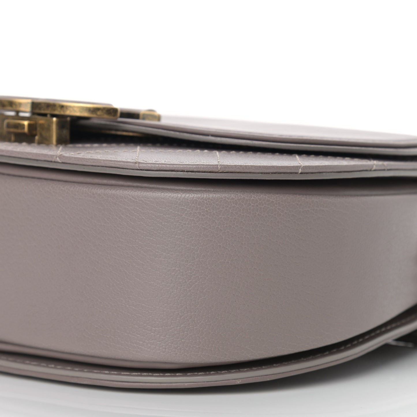 Shiny Calfskin Goatskin Quilted Small Coco Curve Messenger Flap Grey