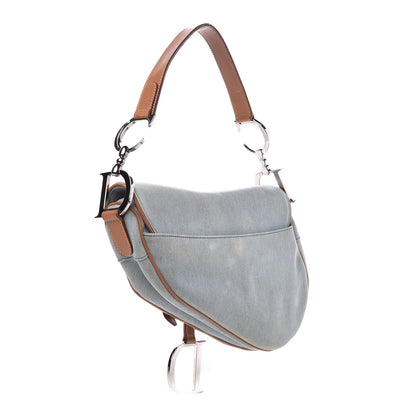 Christian Dior Denim Calfskin Saddle Bag Blue 3 of 12