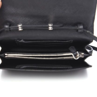 Prada Saffiano Metal Flap Wallet With Strap Black 4 of 14