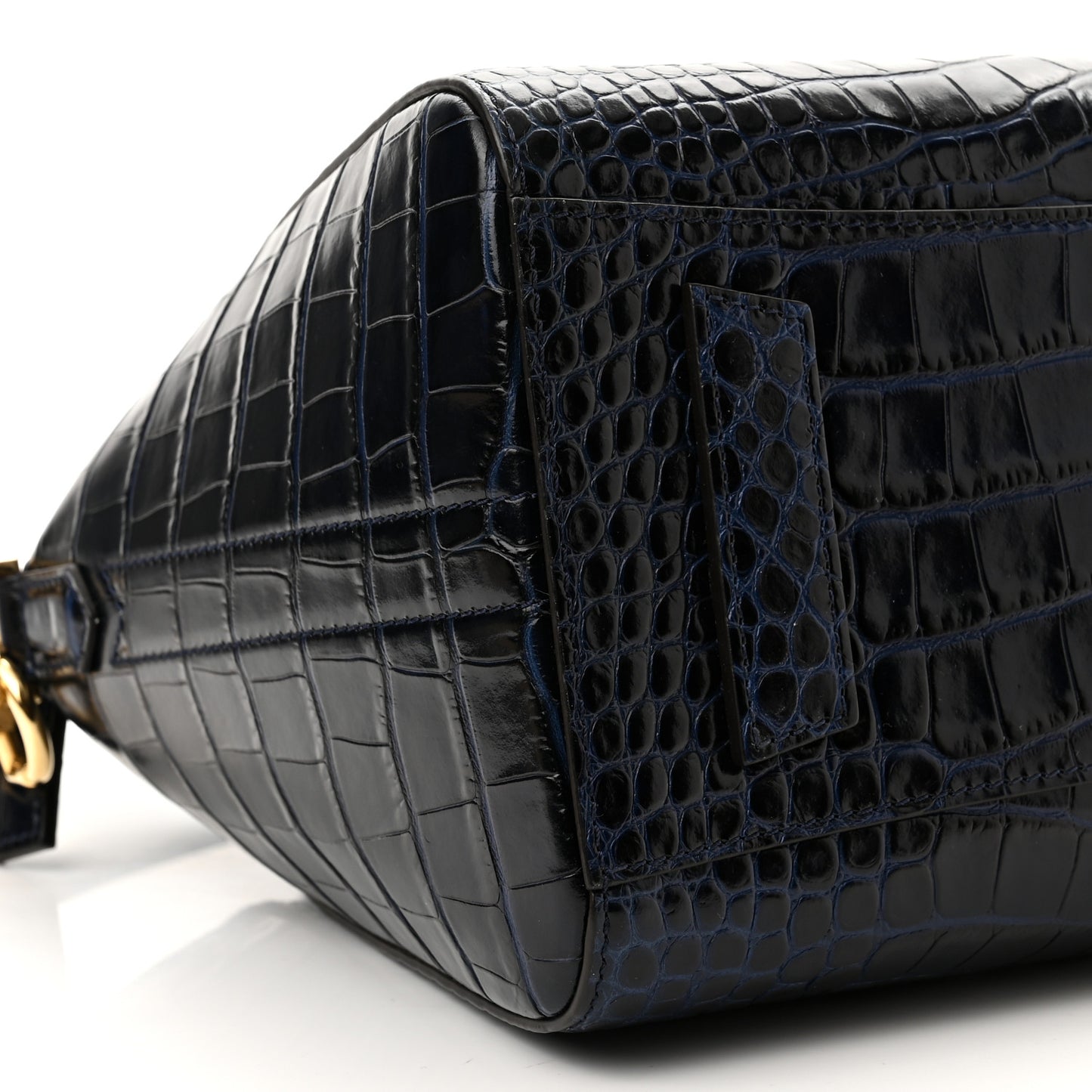 Calfskin Crocodile Embossed Small Antigona Deep Blue