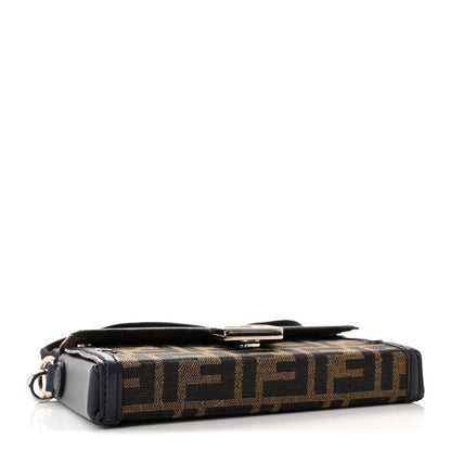 Fendi Recycled Fabric Jacquard Vitello King FF 1974 Baguette Soft Trunk Phone Pouch Tobacco Moro Notte 4 of 10