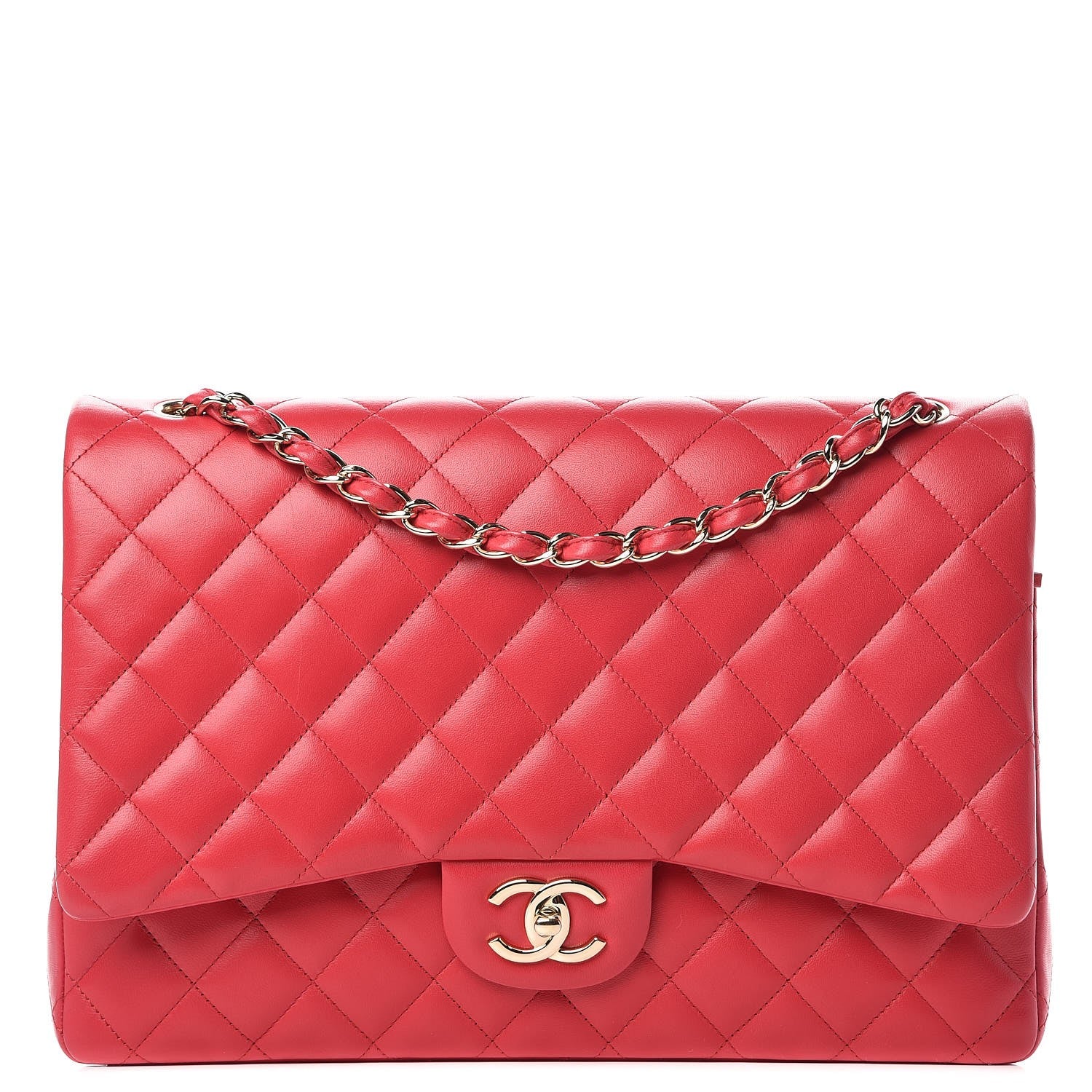 Chanel Lambskin Quilted Maxi Double Flap Red 1 of 8