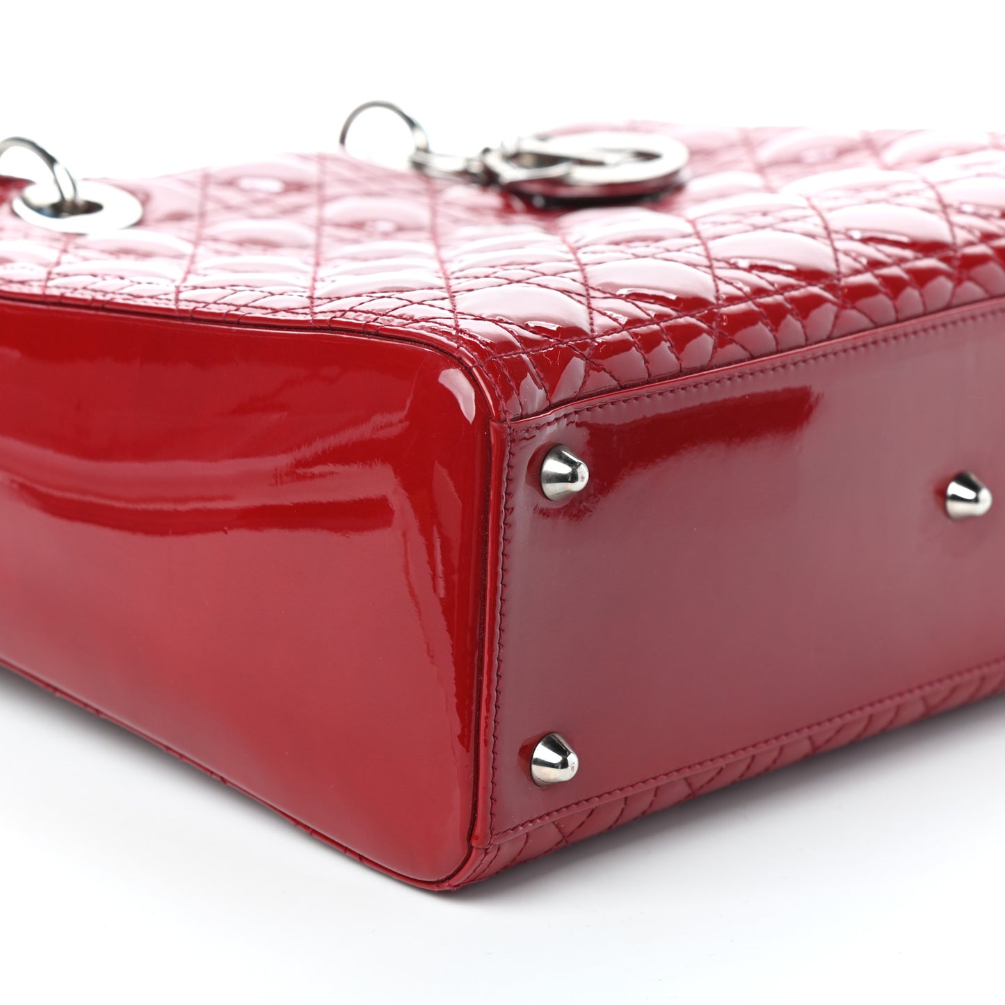 Patent Cannage Large Lady Dior Red