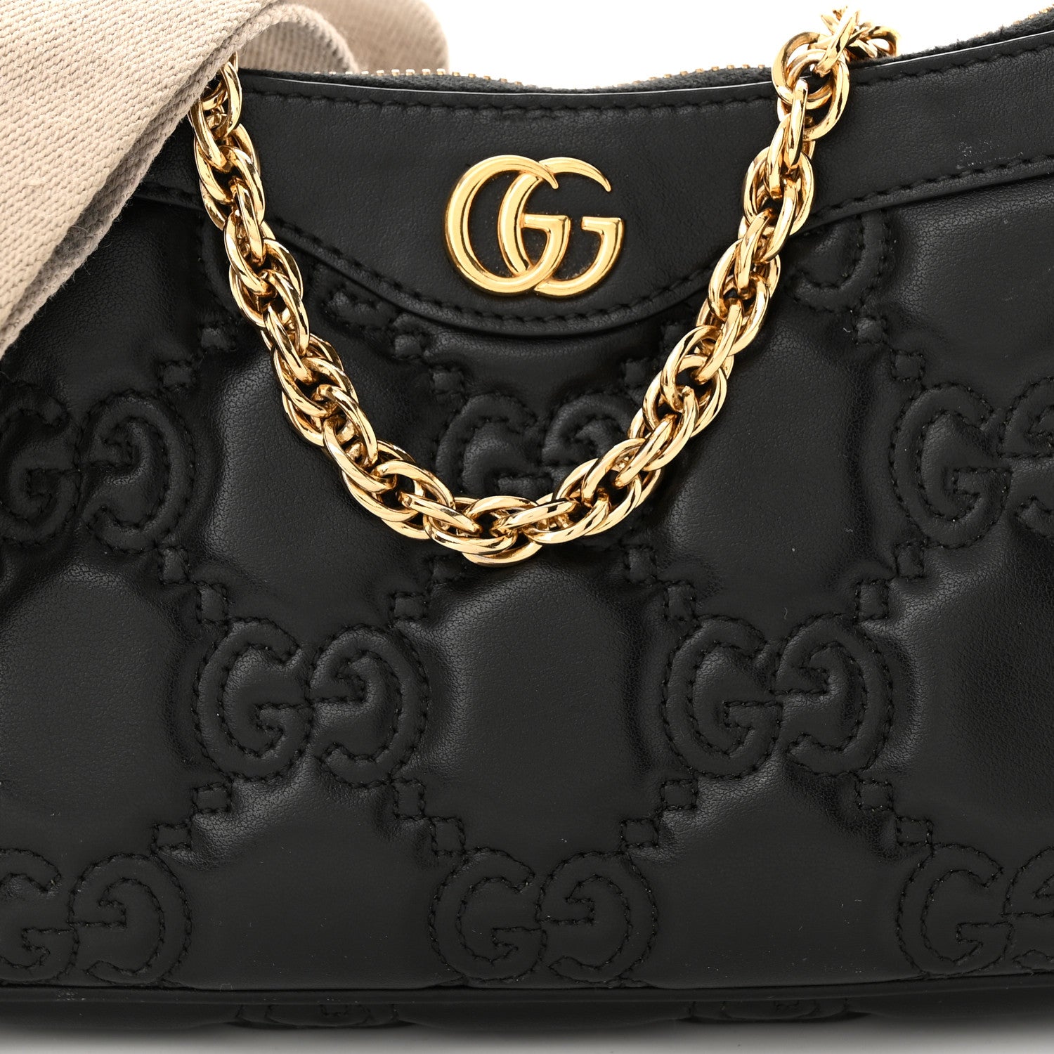 Gucci Calfskin GG Matelasse Chain Handbag Black Natural 8 of 12