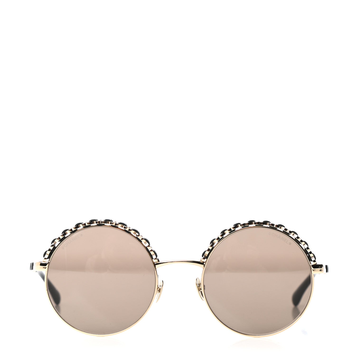 Chanel Metal Calfskin Round Chain Sunglasses 4265-Q Black 2 of 8
