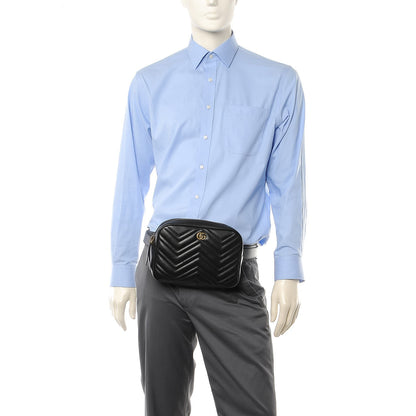 Gucci Calfskin Matelasse Mens GG Marmont Belt Bag 100 40 Black 2 of 9