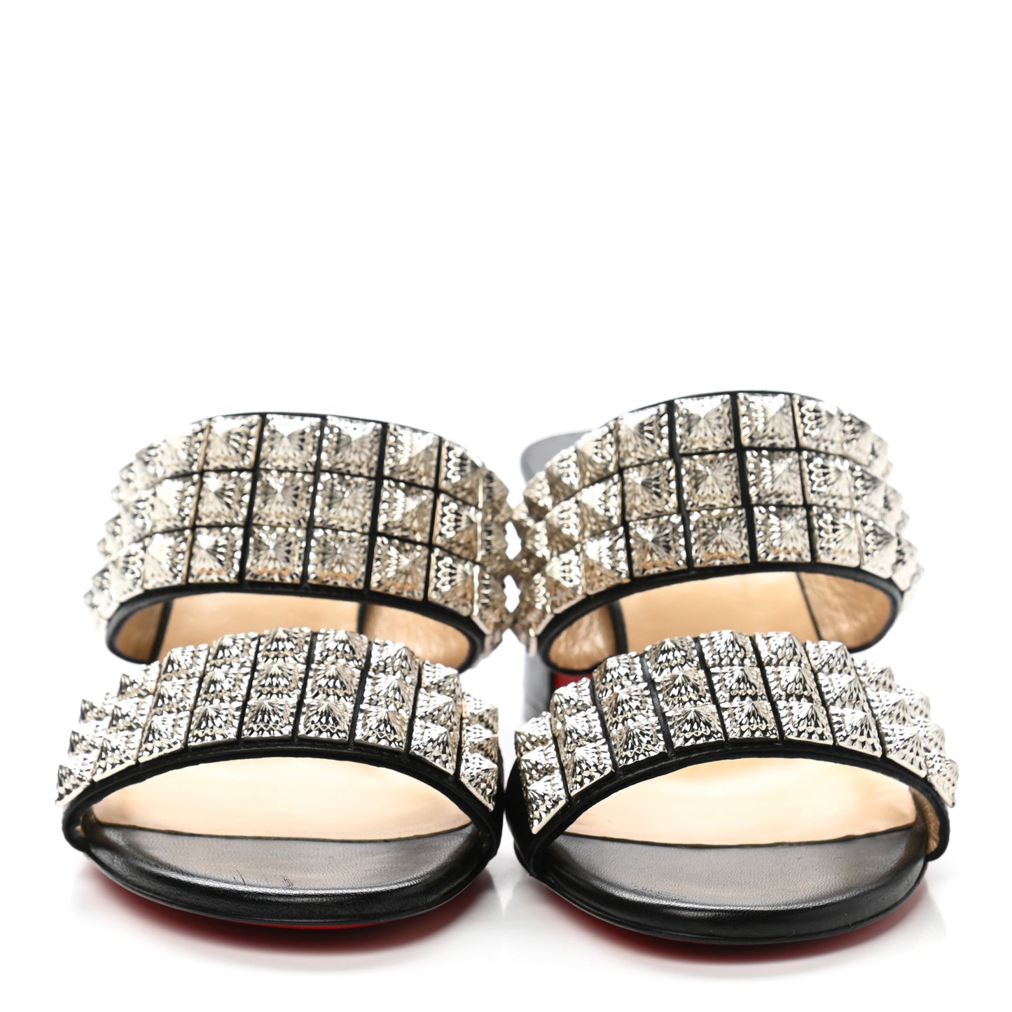 Calfskin Studded Tina Goes Mad 55 Slide Sandals 36 Black