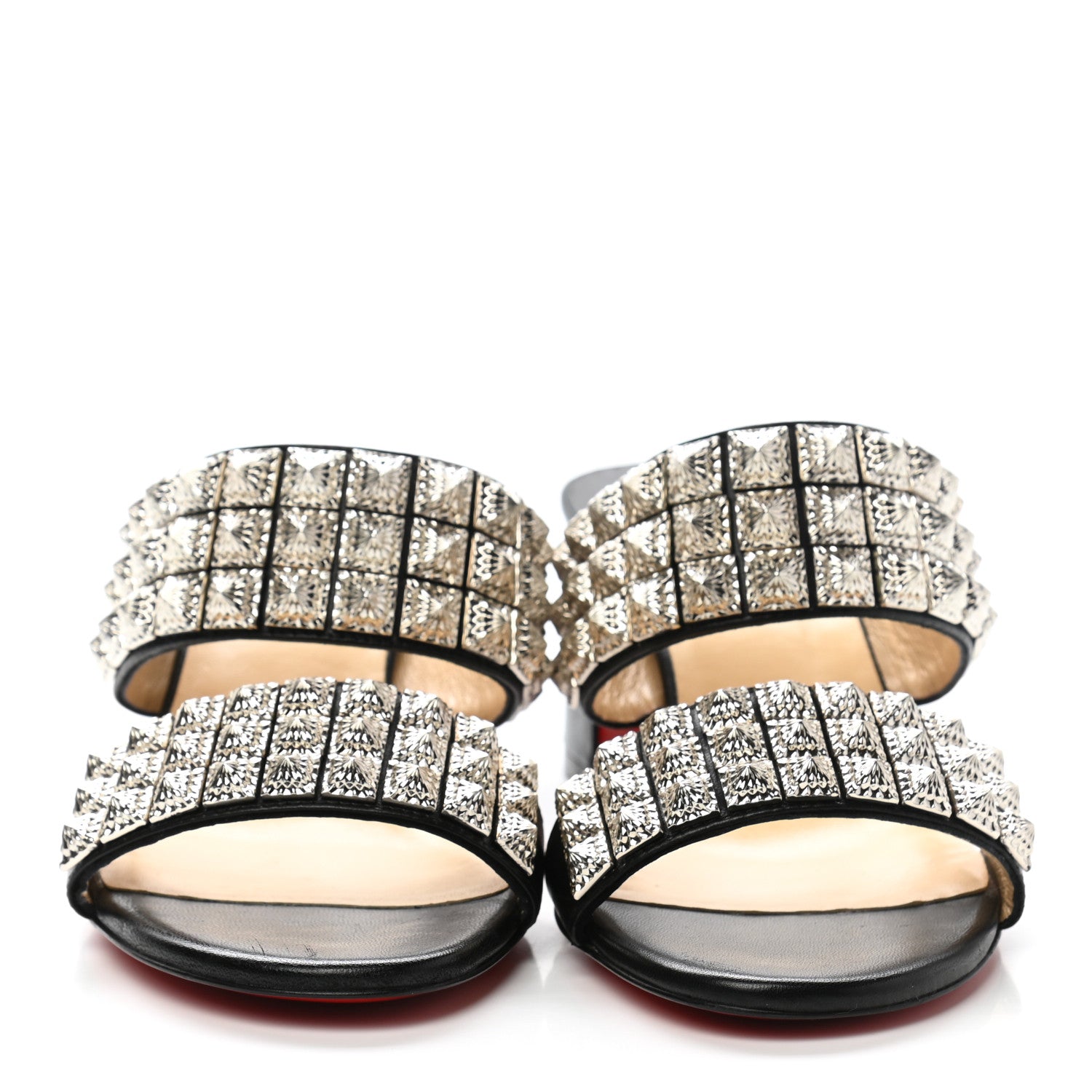Christian Louboutin Calfskin Studded Tina Goes Mad 55 Slide Sandals 36 Black 2 of 8