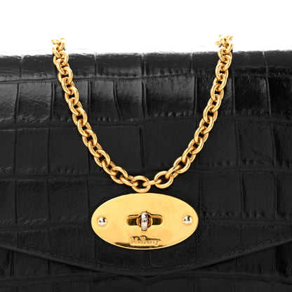 Mulberry Crocodile Embossed Calfskin Small Darley Black 7 of 13