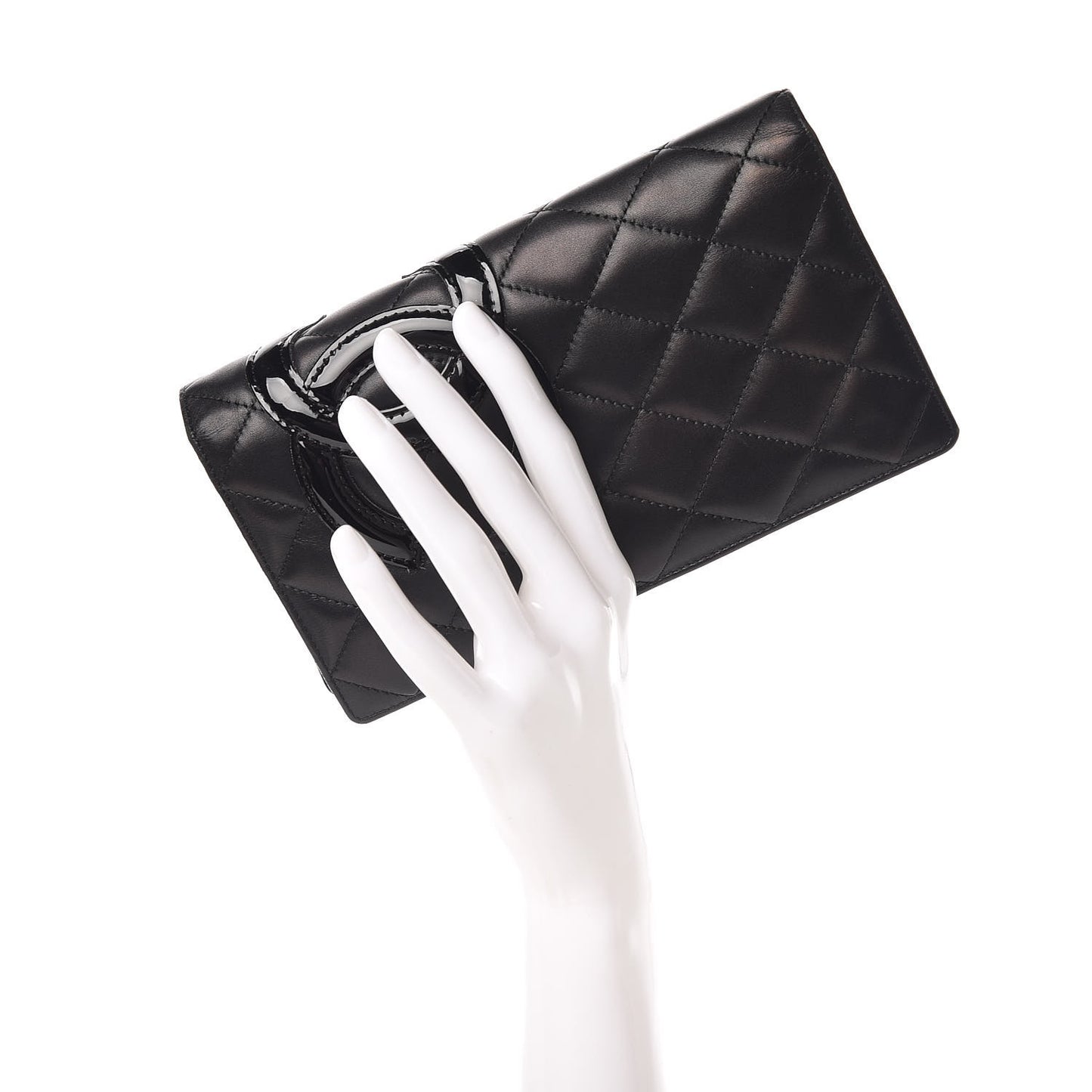 Calfskin Quilted Cambon Yen Wallet Black