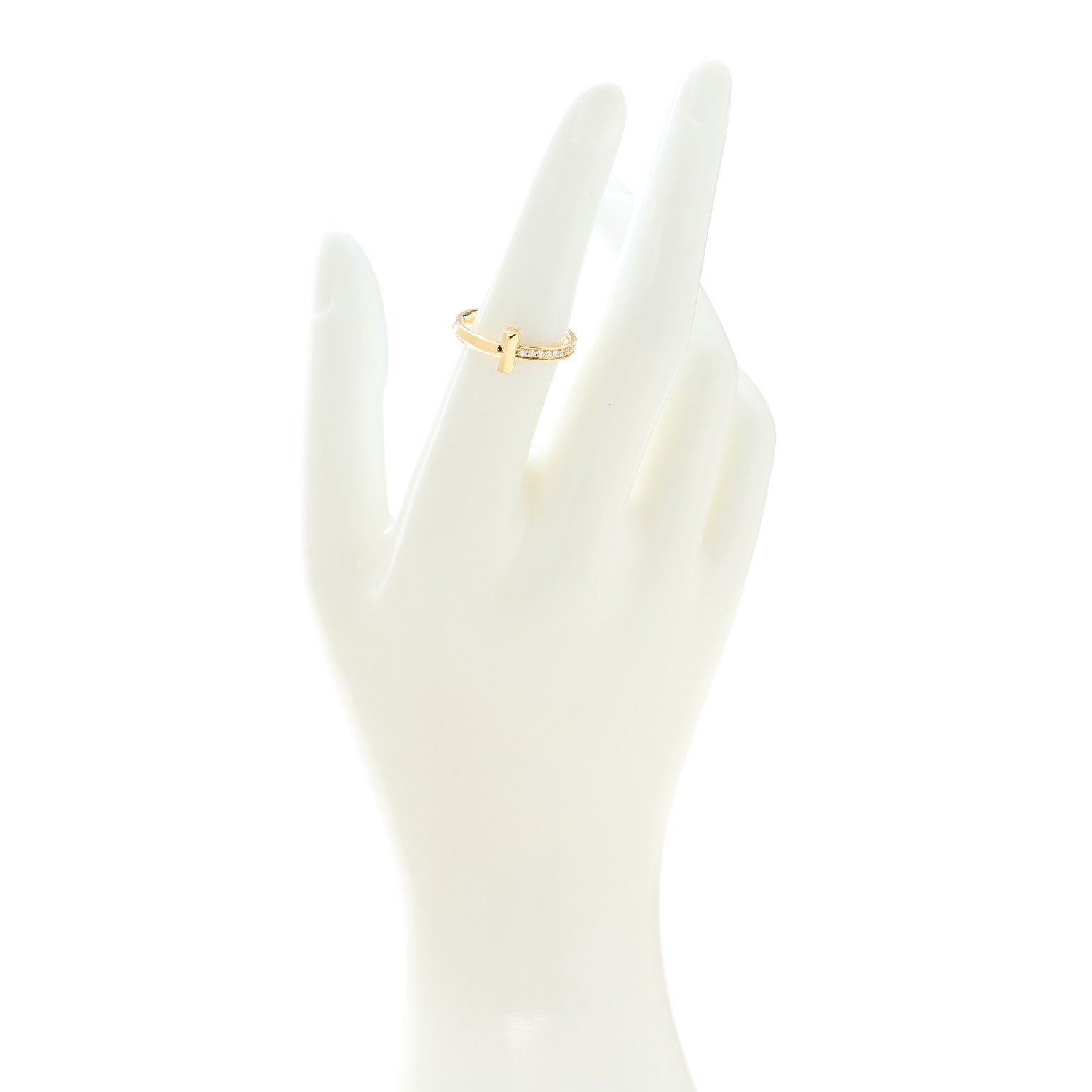 Tiffany 18K Yellow Gold Diamond 2.5mm T T1 Ring 52 6 2 of 5