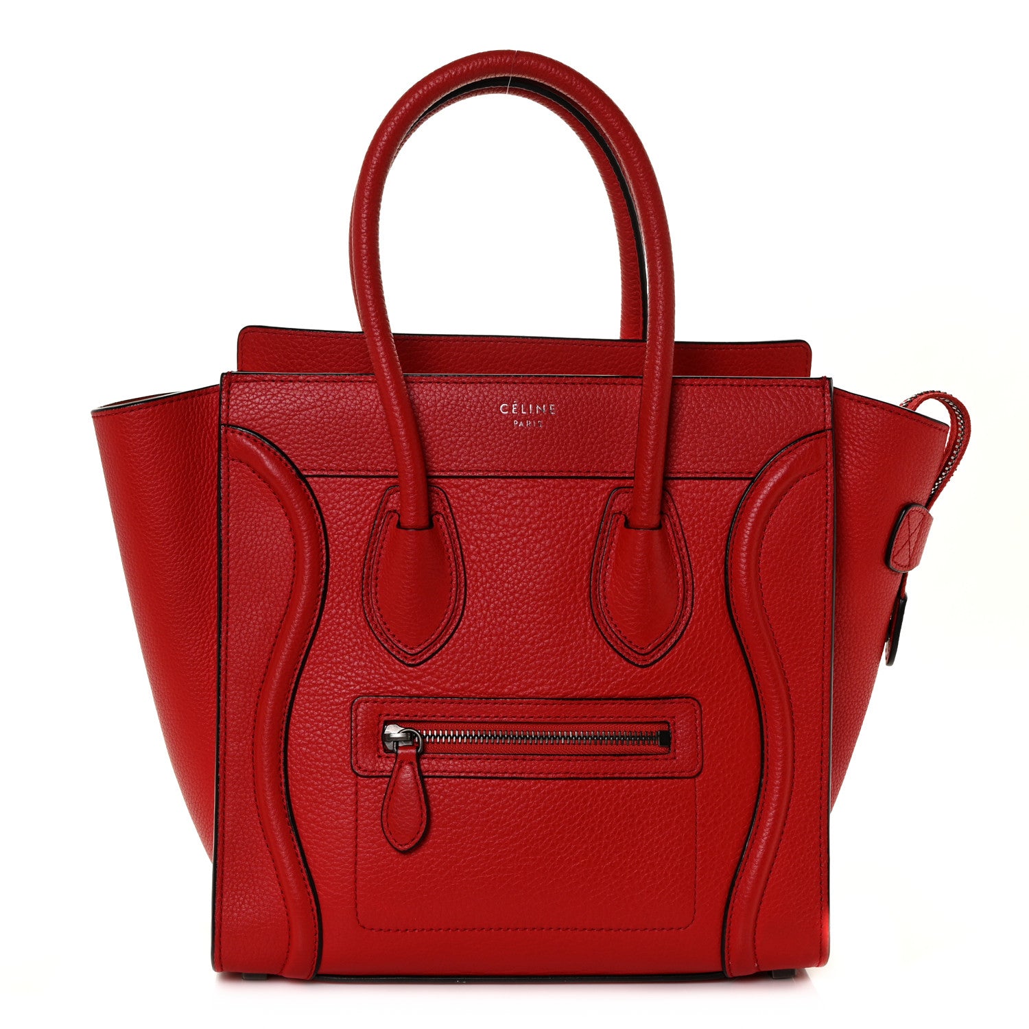 Celine Drummed Calfskin Micro Luggage Red 1 of 9