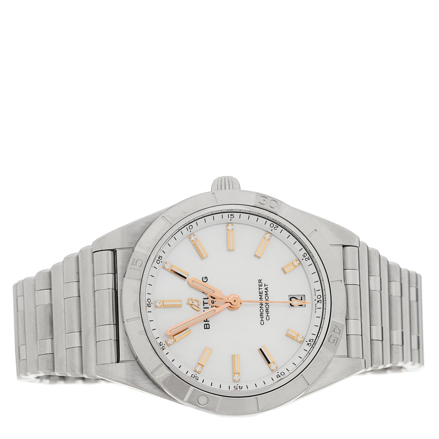 Breitling Stainless Steel Diamond Mother of Pearl 36mm Chronomat Automatic Watch A10380 2 of 5