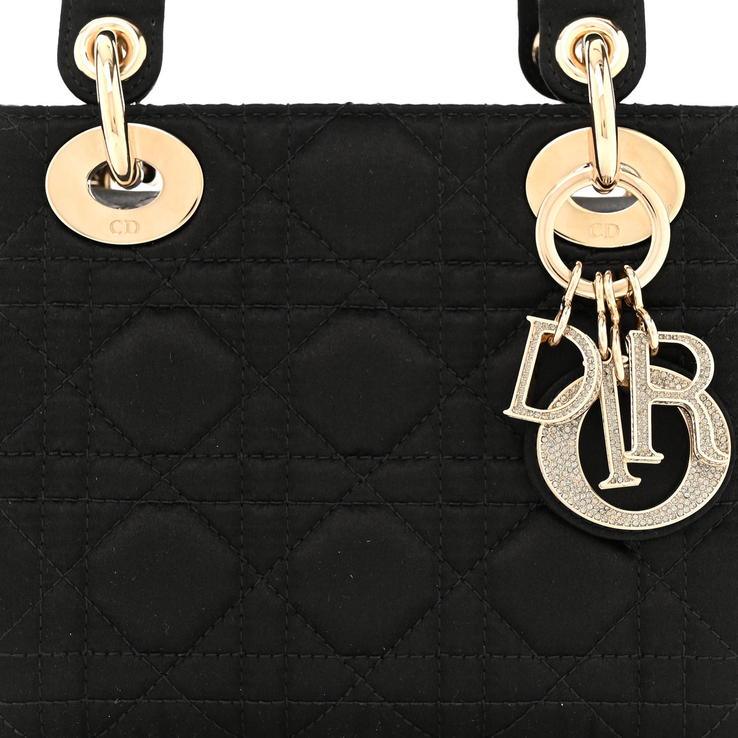 Satin Swarovski Crystal Cannage Mini Lady Dior Black