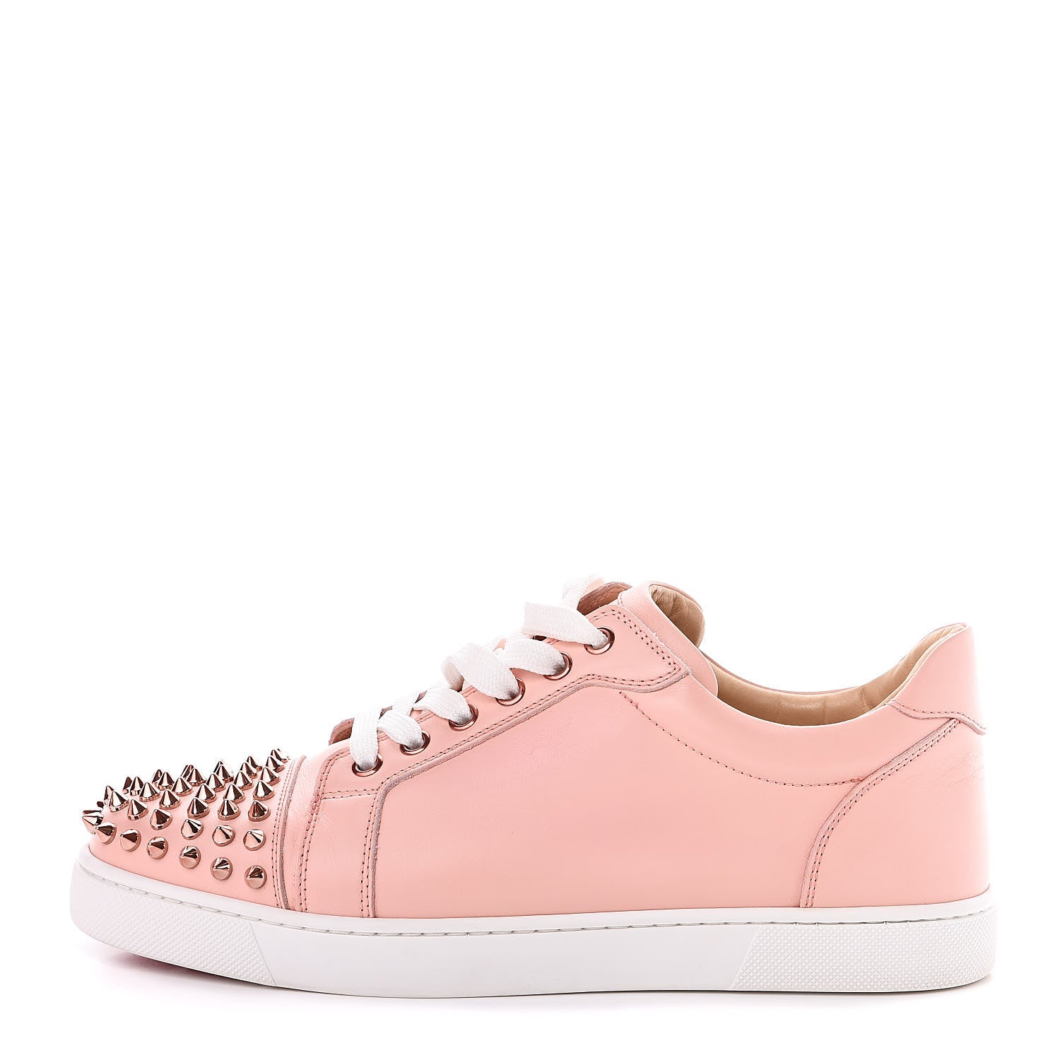 Christian Louboutin Calfskin Womens Vieira Spiked Flat Sneakers 39.5 Jupon Pink 1 of 10
