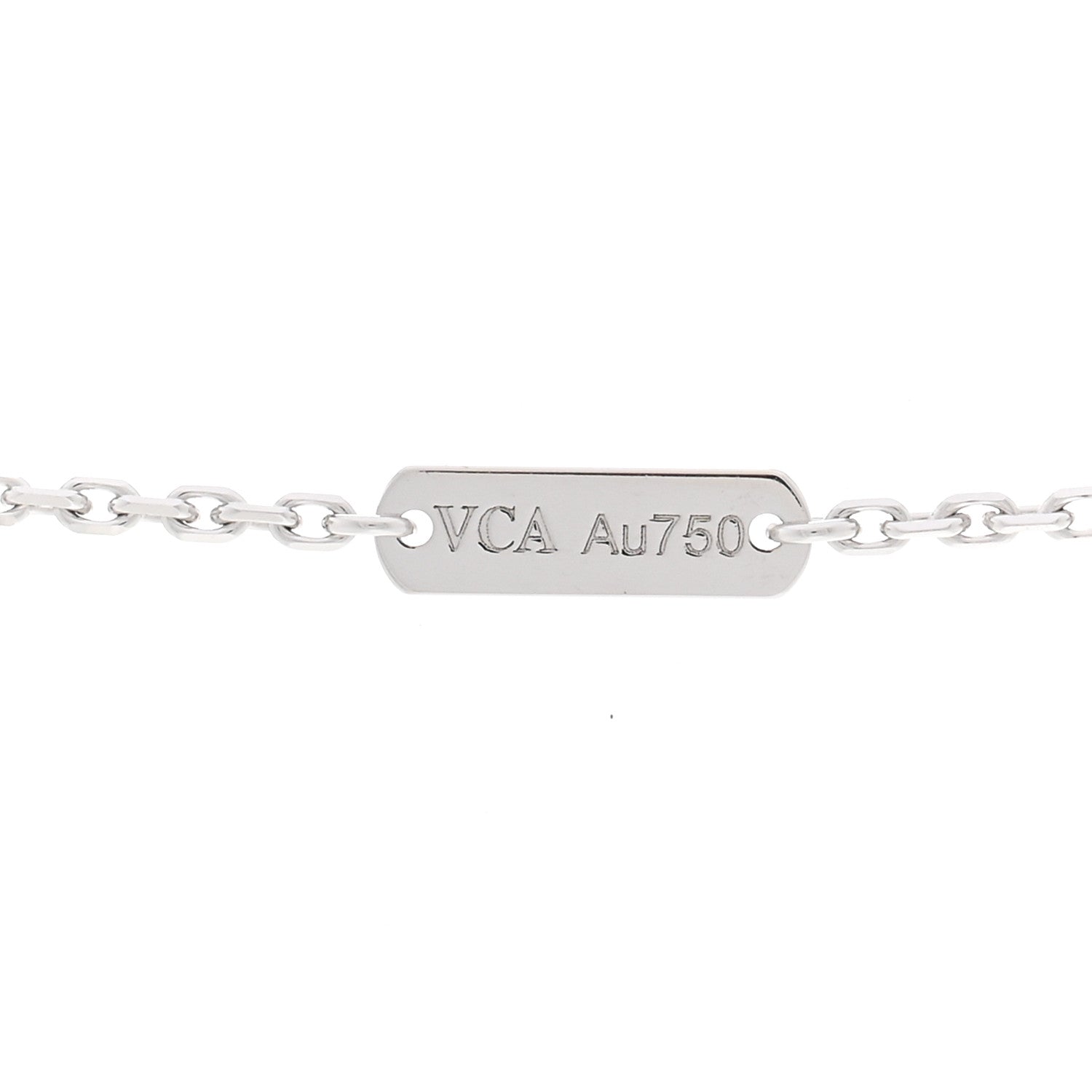 Van Cleef & Arpels 18K White Gold Guilloche Vintage Alhambra Pendant Necklace 4 of 5