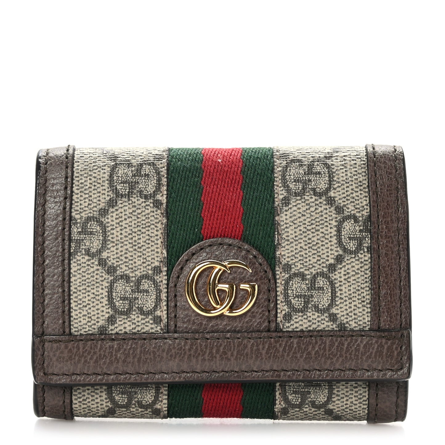 GG Supreme Monogram Web Ophidia Bi-Fold Wallet Beige New Acero