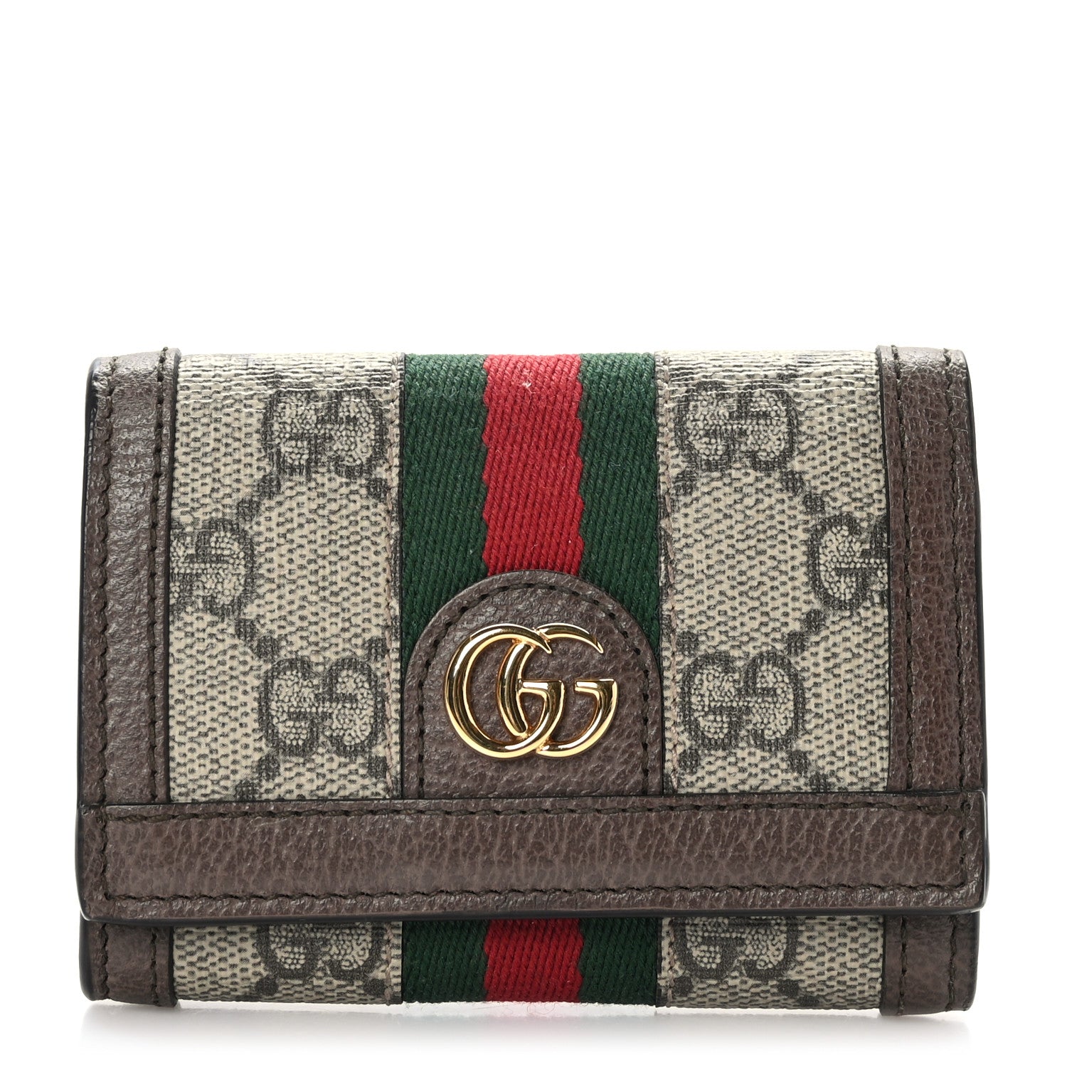 Gucci GG Supreme Monogram Web Ophidia Bi-Fold Wallet Beige New Acero 1 of 7