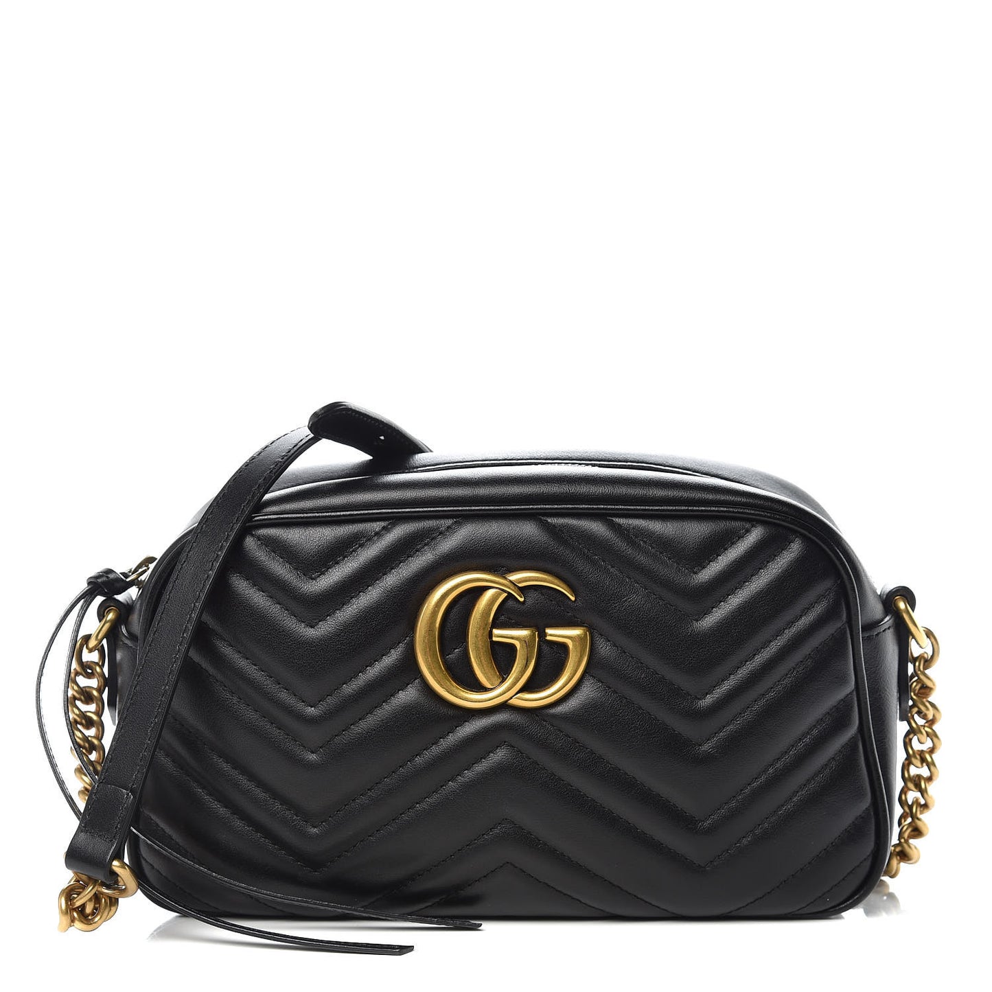 Calfskin Matelasse Small GG Marmont Chain Shoulder Bag Black
