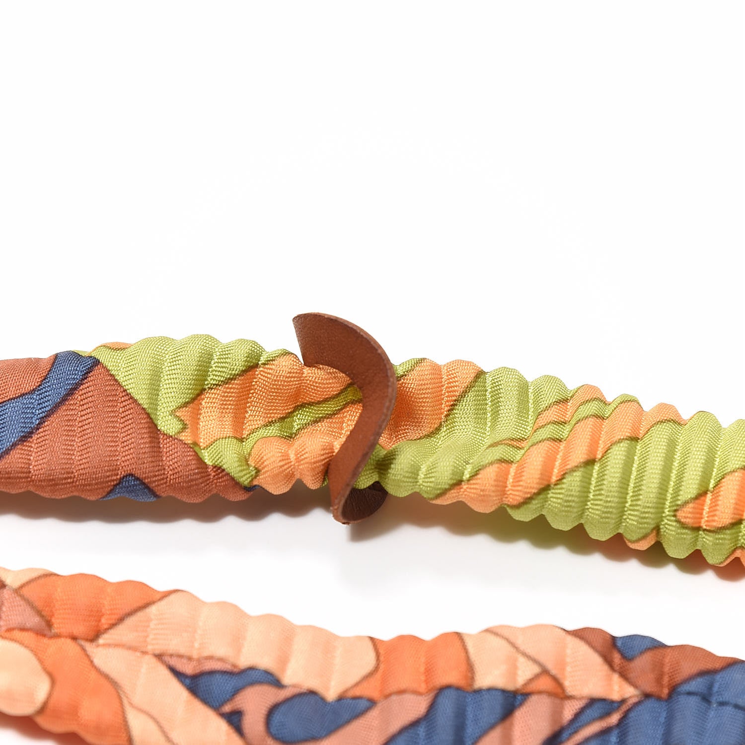 Hermes Silk Collier Plisse En Soie Petit H Pleated Necklace 2 of 3