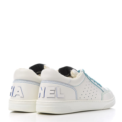 Chanel Calfskin Womens Logo Sneakers 40 White Blue 4 of 20