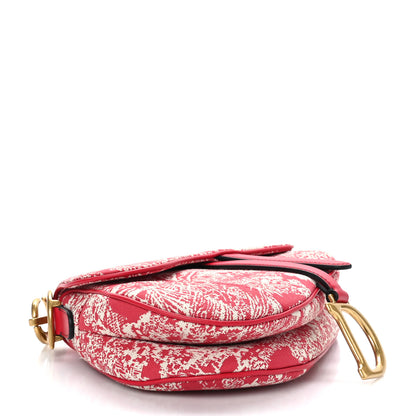 Christian Dior Canvas Reverse Embroidered Toile De Jouy Saddle Bag Fuchsia Multicolor 4 of 9