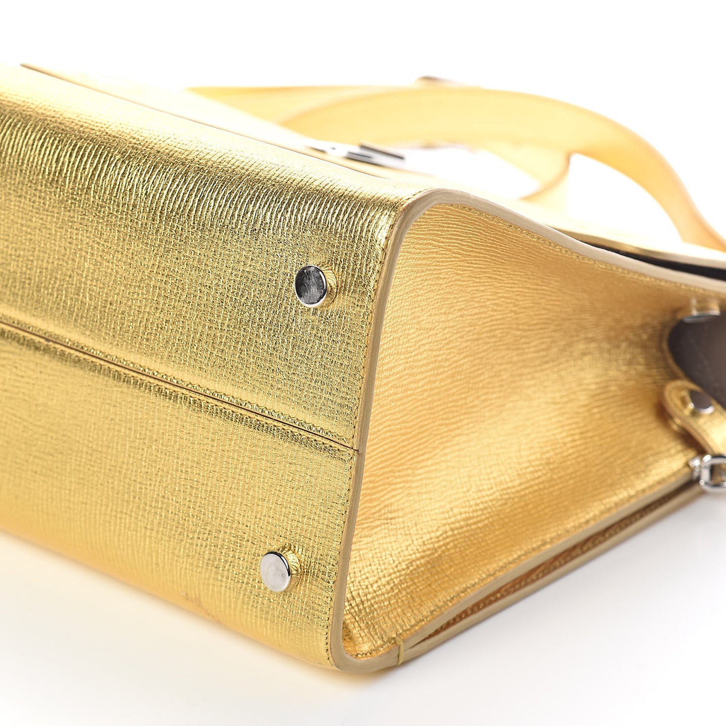 Metallic Goatskin Medium Diorever Flap Gold
