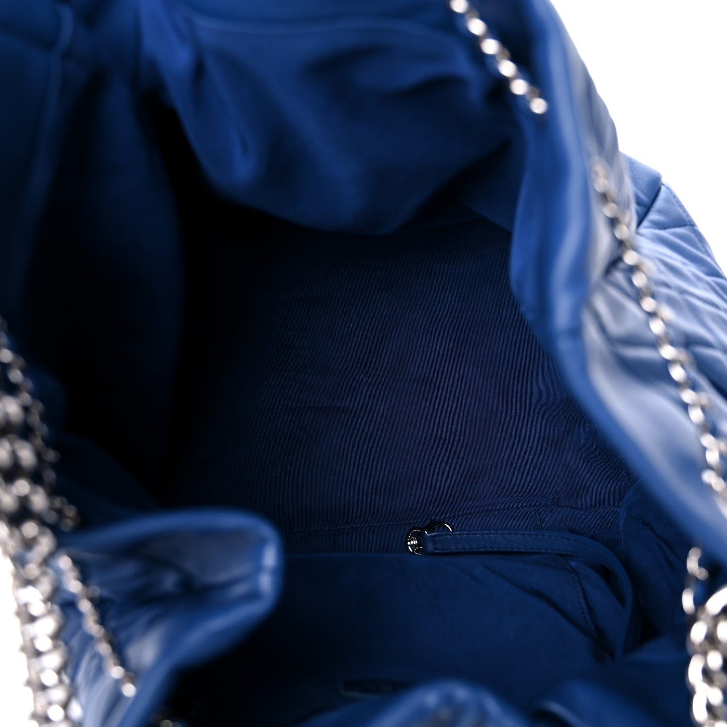 Lambskin Quilted CC Chain Bucket Drawstring Bag Blue
