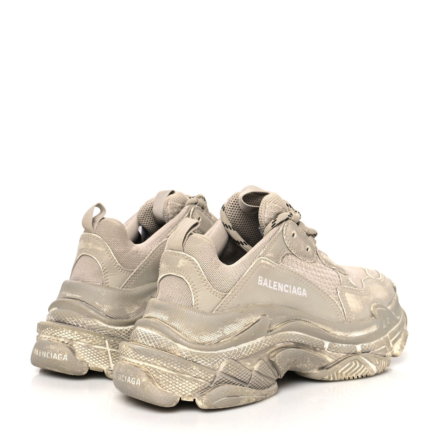 Fabric Mesh Distressed Womens Triple S Sneakers 38 Beige