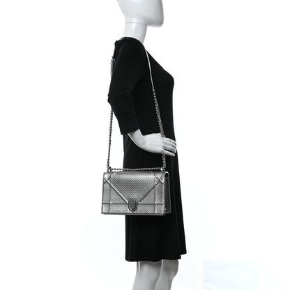 Christian Dior Metallic Patent Micro-Cannage Diorama Flap Bag Silver 2 of 9