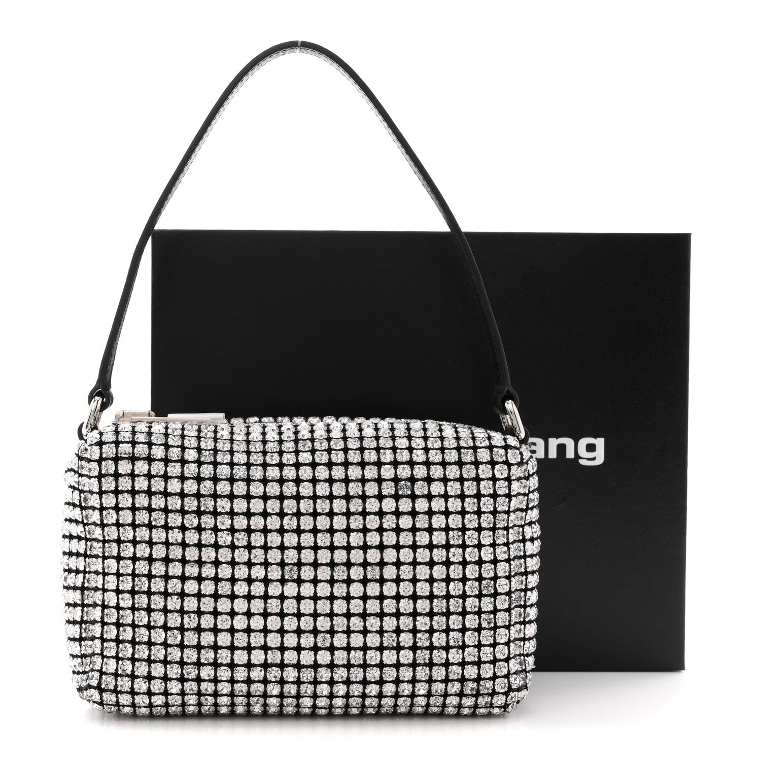 Alexander Wang Mesh Crystal Rhinestone Mini Heiress Pouch Black Silver 10 of 10