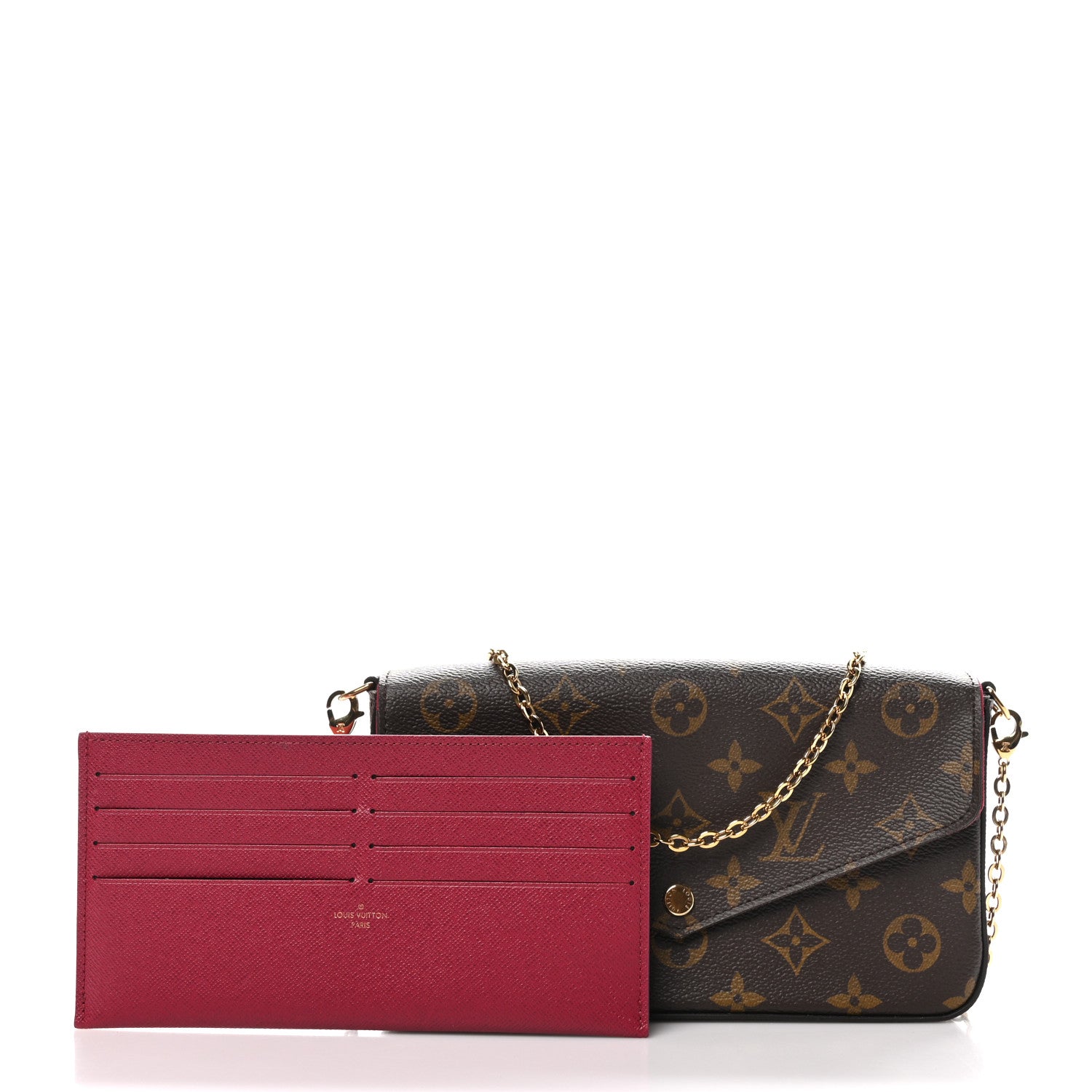 Louis Vuitton Monogram Pochette Felicie Chain Wallet Fuchsia 3 of 11