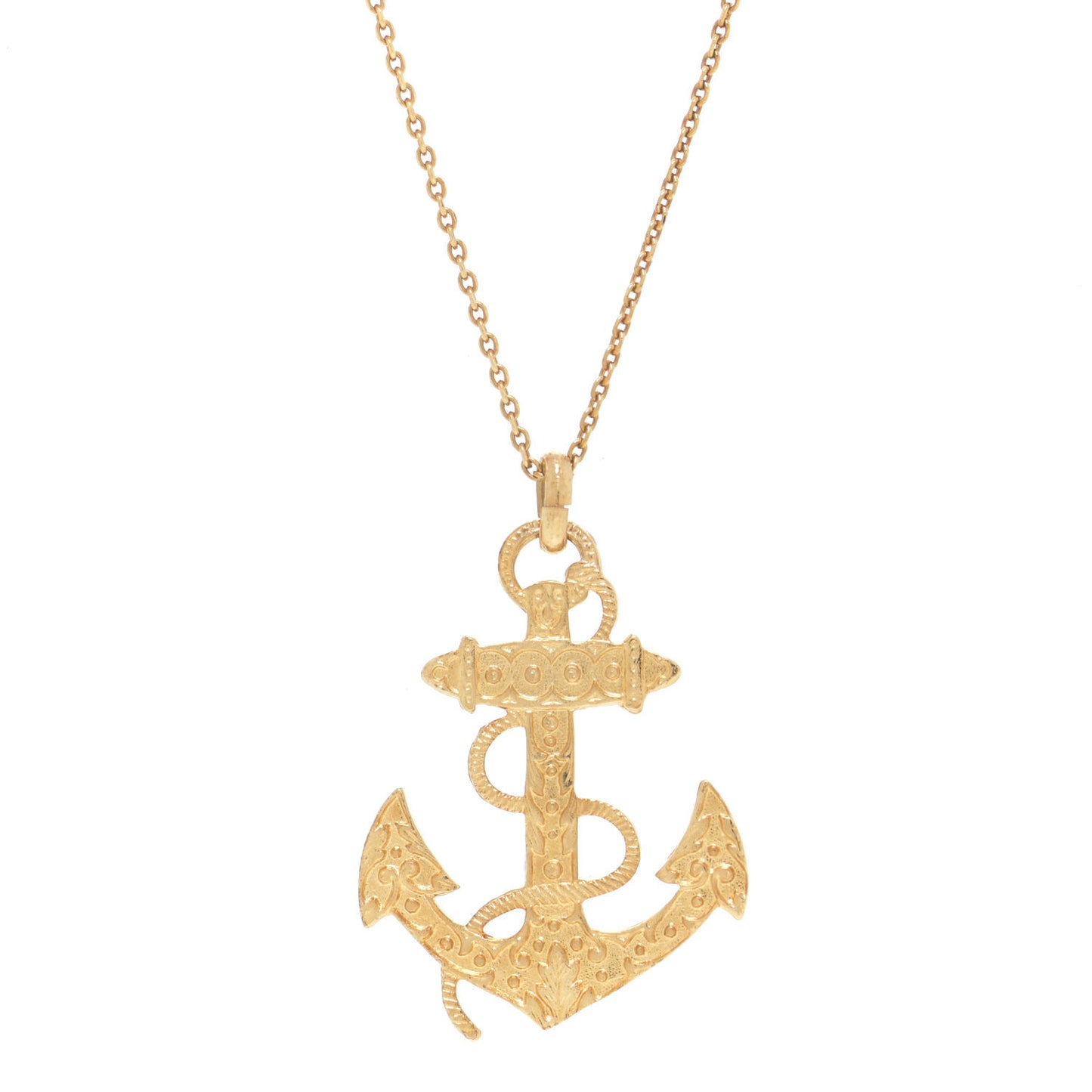 Brass Anchor Necklace Gold