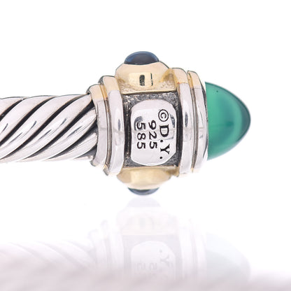 David Yurman Sterling Silver 14K Yellow Gold Green Onyx Chrome Diopside Blue Topaz 5mm Cable Renaissance Bracelet 4 of 4