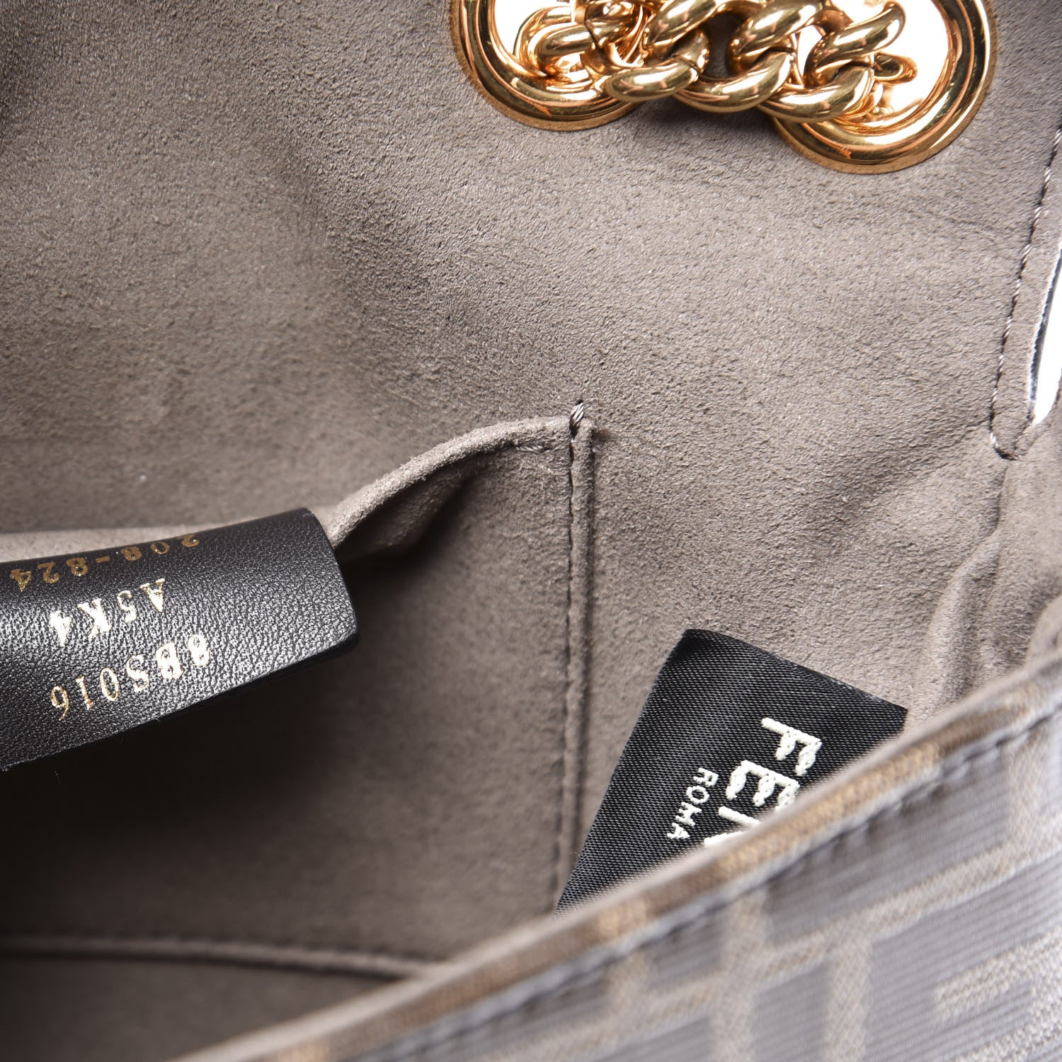 Fendi Glazed Fabric Vitello Century FF 1974 Stamp Patch Mini Double F Crossbody Bag Mogano Panna Black 9 of 10