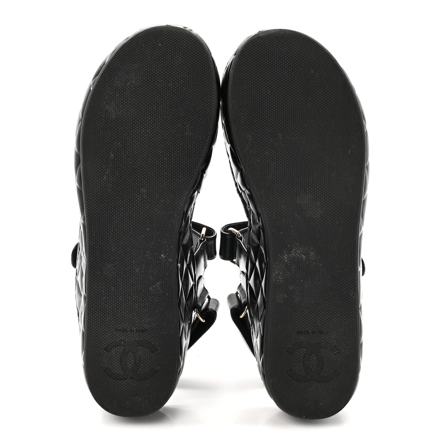 Shiny Calfskin Logo Platform Sandals 38 Black