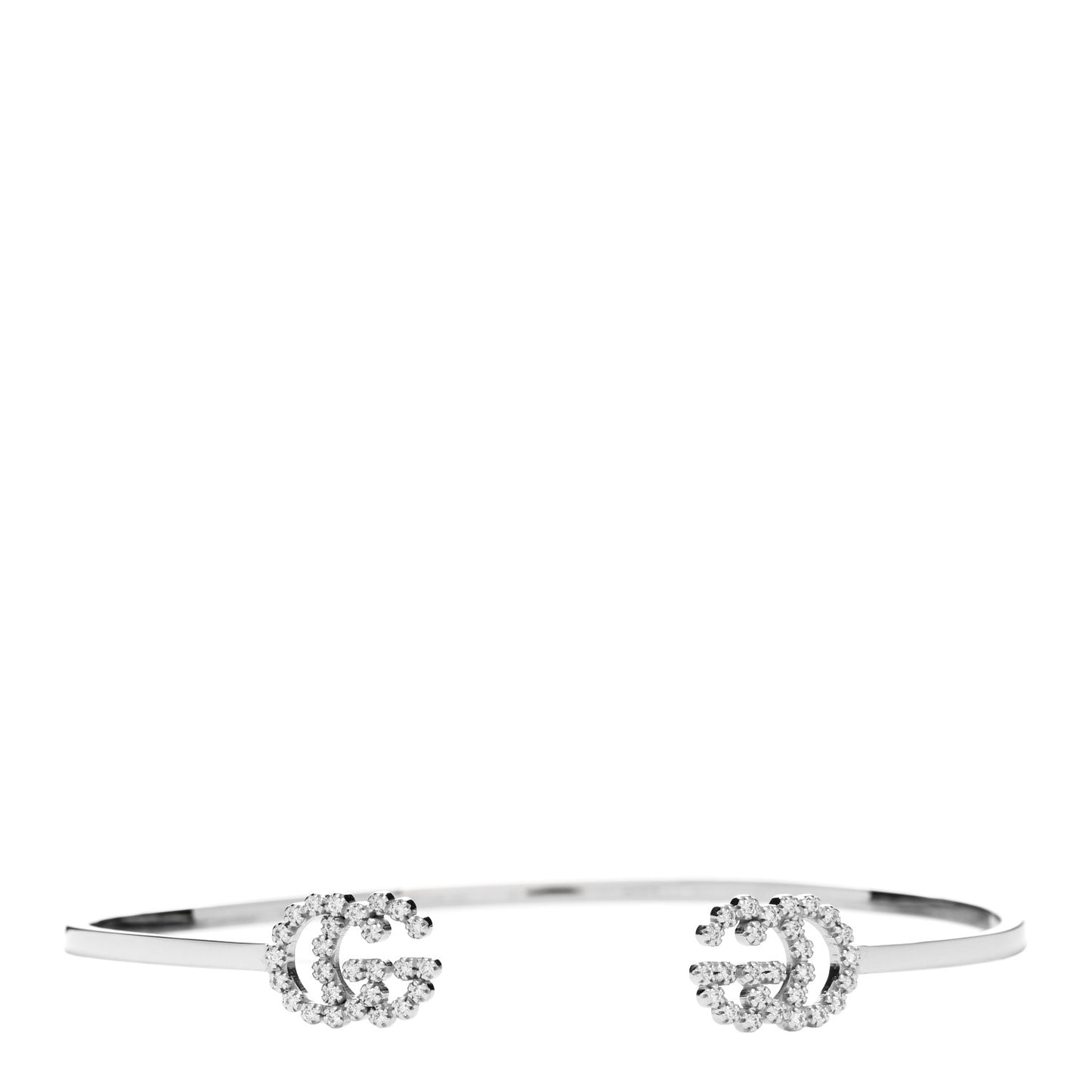 18K White Gold Diamond GG Running Cuff Bracelet