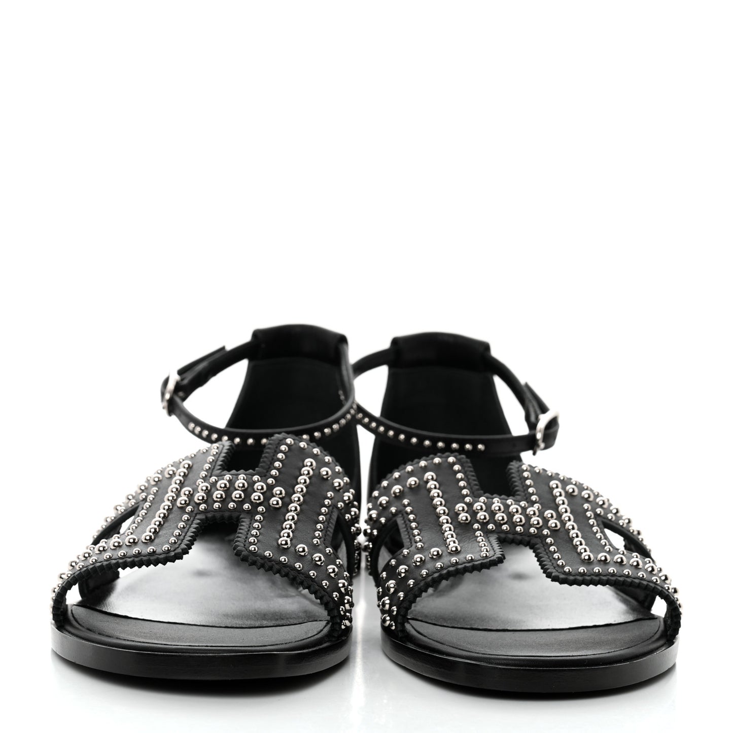 Calfskin Studded Santorini Sandals 37.5 Black