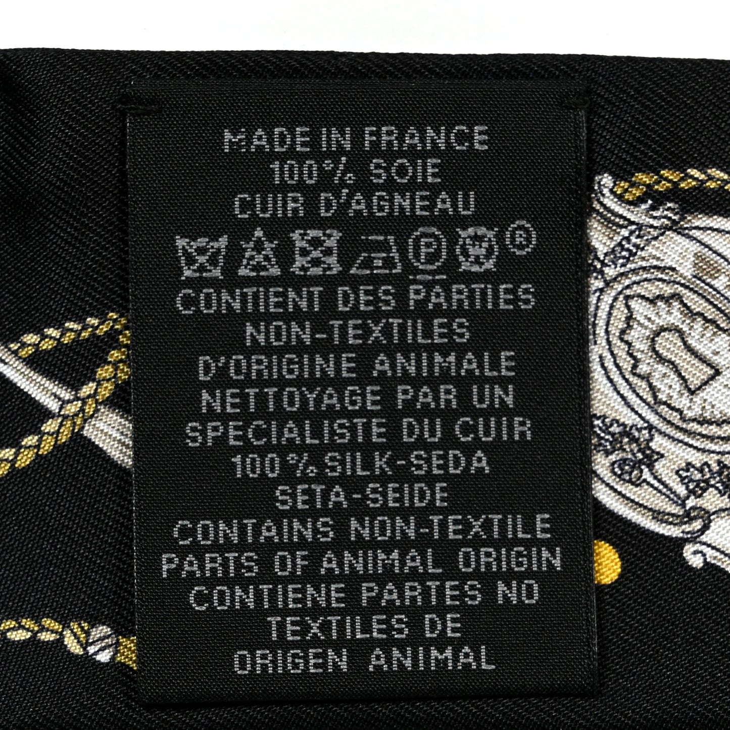 Silk Calfskin Les Cles A Pois Fringed Twilly  Black Mordore White
