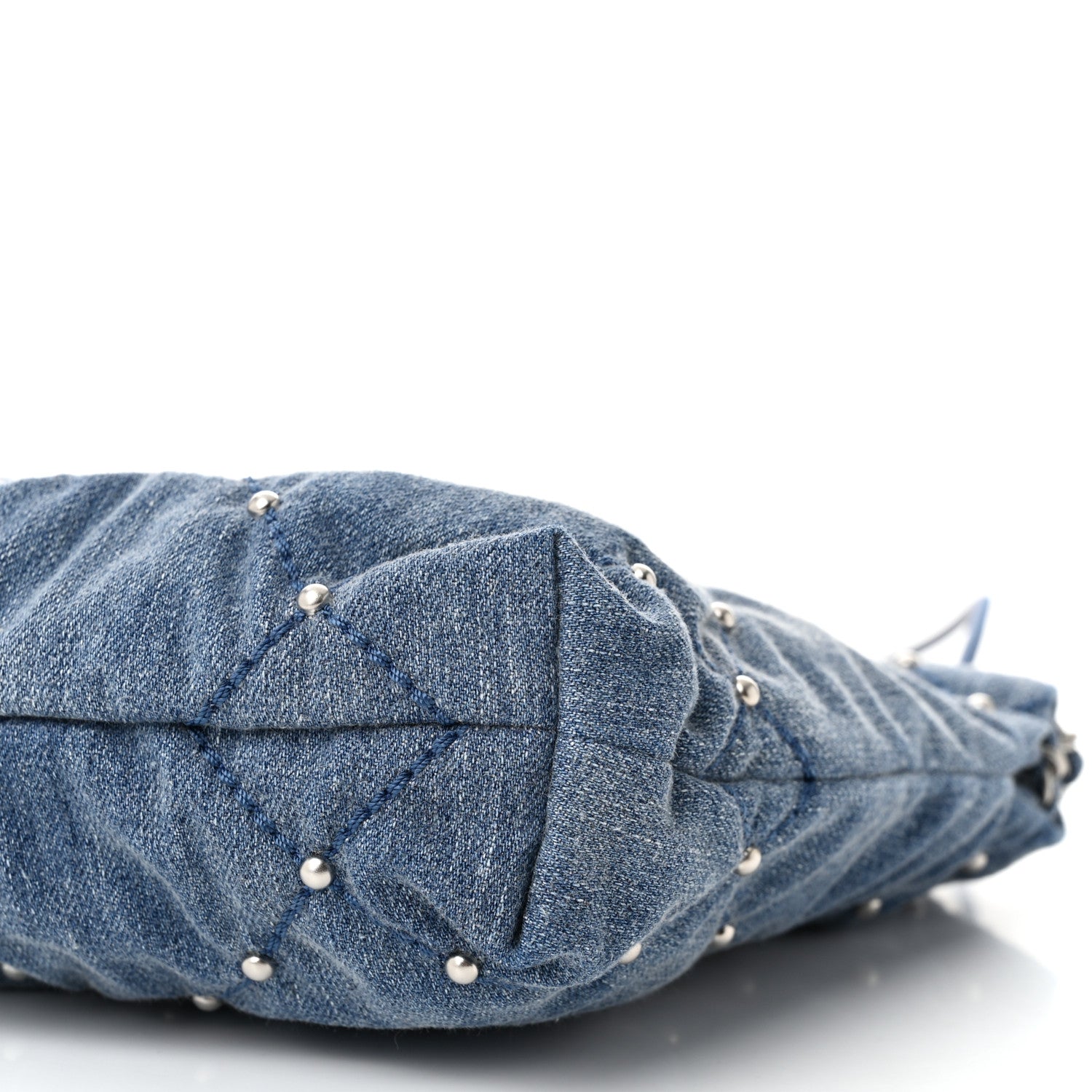 Chanel Washed Denim Quilted Studded Mini Chanel 22 Blue 10 of 11