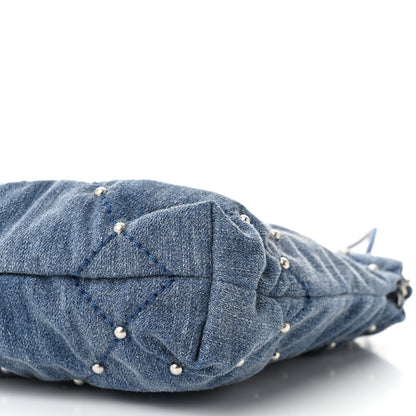 Chanel Washed Denim Quilted Studded Mini Chanel 22 Blue 10 of 11