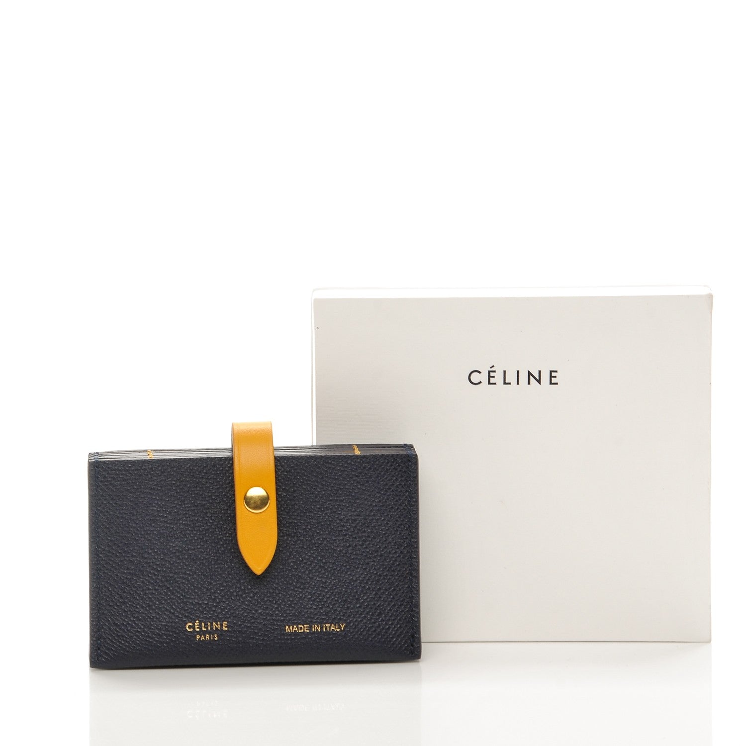 Celine Grained Shiny Calfskin Accordion Card Holder Midnight 9 of 9