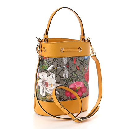 Gucci GG Supreme Monogram Flora Small Ophidia Bucket Bag Beige Multicolor Crop 3 of 9