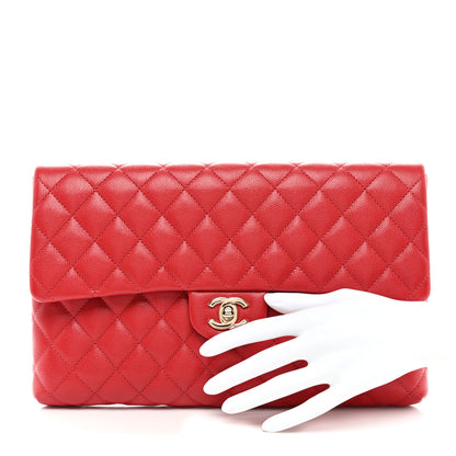 Chanel Caviar Quilted Flap Clutch Red 2 of 7