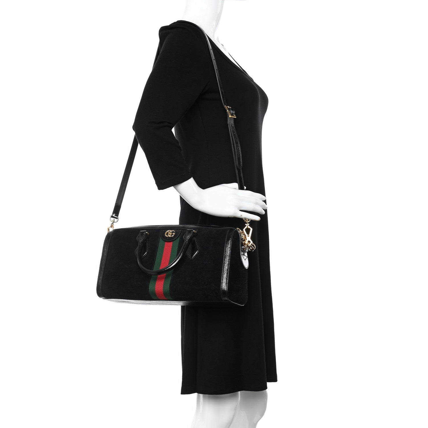 Gucci Suede Patent GG Web Medium Ophidia Boston Black 2 of 9