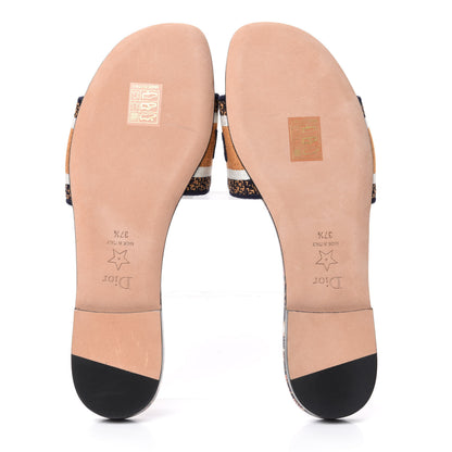 Christian Dior Canvas Embroidered Animals Dway Mules Slide Sandals 37.5 Multicolor 5 of 9