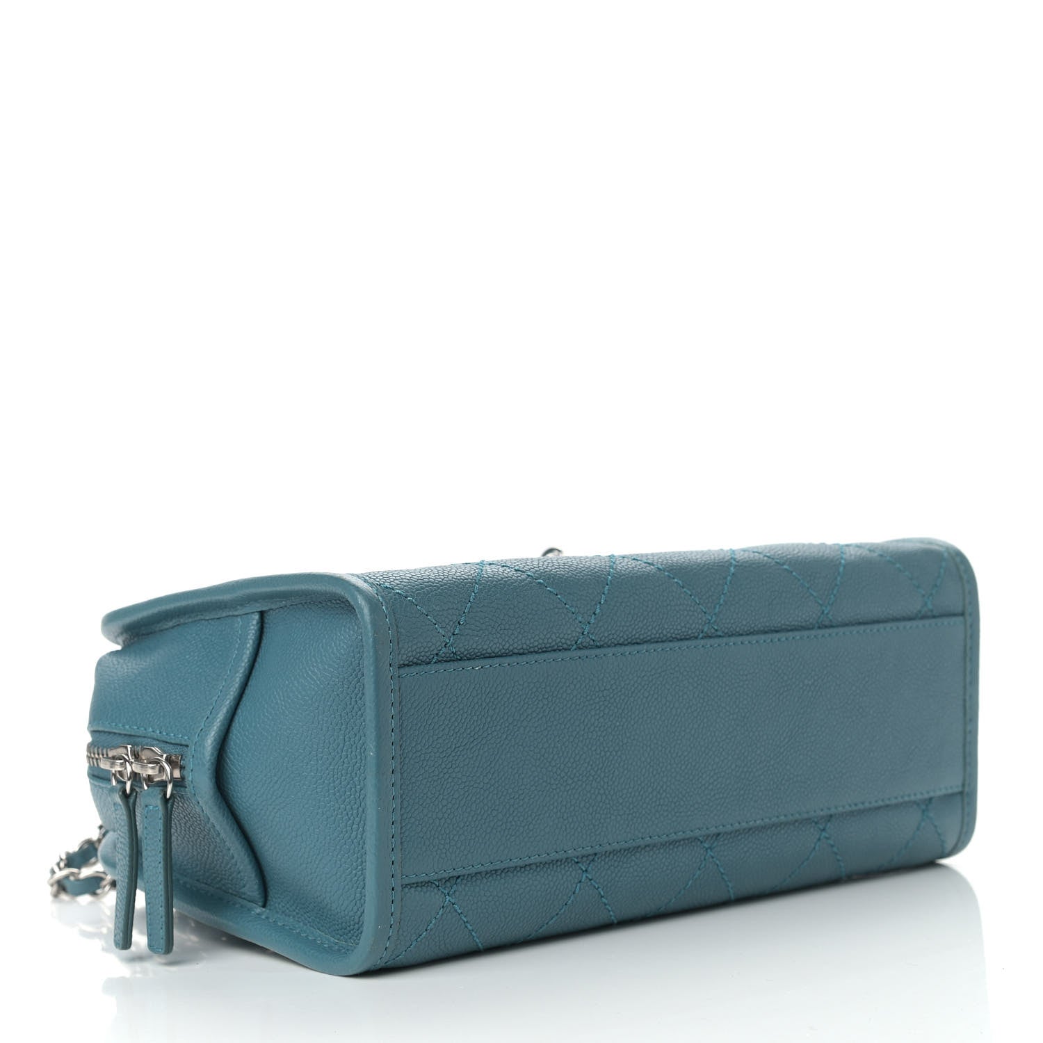 Chanel Caviar Quilted Small Deauville Bowling Bag Blue 4 of 12