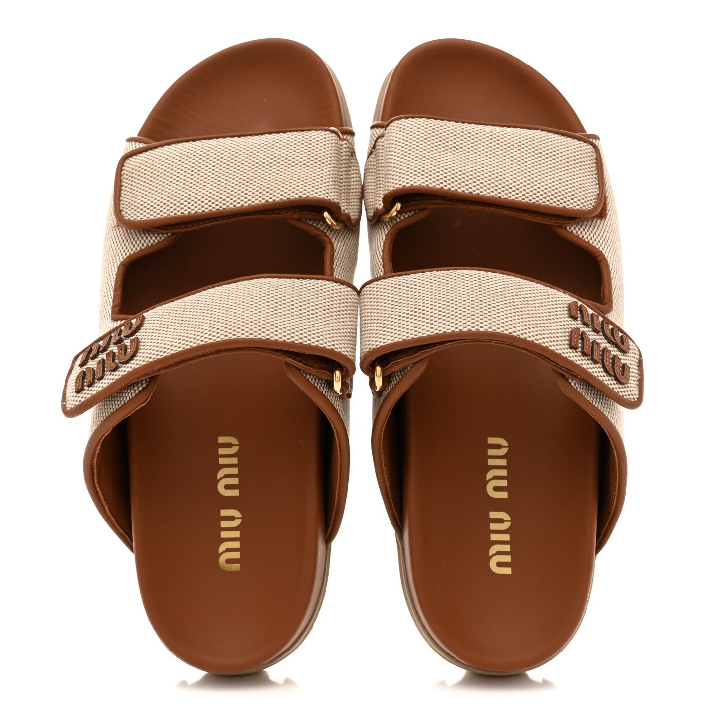 Canvas Logo Slide Sandals 38 Beige Brandy
